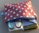 Kunterbunte Tasche Erste Hilfe 17x13 cm, rot-weiß mit blauem Reißverschluss